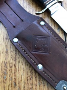 Puma Knife: Puma 1960's 6305 SPORTMESSER Knife with Leather Handle & Original Sheath
