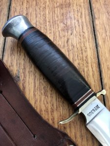Puma Knife: Puma 1960's 6305 SPORTMESSER Knife with Leather Handle & Original Sheath