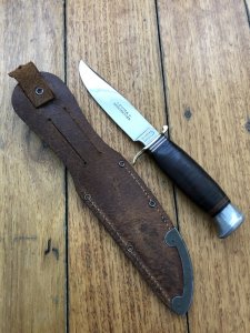 Puma Knife: Puma 1960's 6305 SPORTMESSER Knife with Leather Handle & Original Sheath