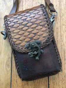 Knife/Accessory Pouch: Dark Antique Effect Large Leather Pouch