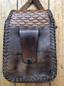 Knife/Accessory Pouch: Dark Antique Effect Large Leather Pouch