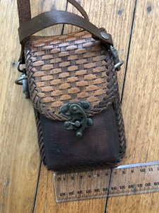 Knife/Accessory Pouch: Dark Antique Effect Large Leather Pouch