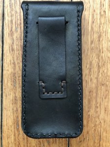Knife Pouch: Dark Brown Antique Effect Large Leather Folding Knife Pouch