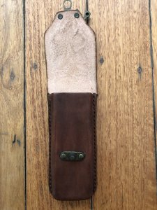 Knife Pouch: Mid Brown Antique Effect Large Leather Folding Knife Pouch