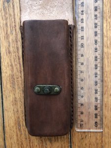 Knife Pouch: Mid Brown Antique Effect Large Leather Folding Knife Pouch