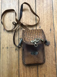 Knife/Accessory Pouch: Light Antique Effect Large Leather Pouch