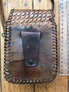 Knife/Accessory Pouch: Light Antique Effect Large Leather Pouch