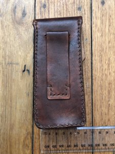 Knife Pouch: Light Brown Antique Effect Large Leather Folding Knife Pouch