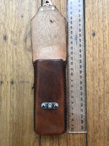 Knife Pouch: Light Brown Antique Effect Large Leather Folding Knife Pouch