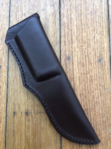 SOS Knife Sheath: LS2 Dark Brown Slip-In Molded Leather Knife Sheath - 5"- 6" Blade