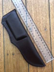 SOS Knife Sheath: LS2 Dark Brown Slip-In Molded Leather Knife Sheath - 5"- 6" Blade