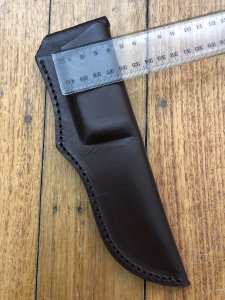SOS Knife Sheath: LS2 Dark Brown Slip-In Molded Leather Knife Sheath - 5"- 6" Blade