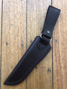 SOS Knife Sheath: LS3 Dark Brown Slip-In Leather Knife Sheath - 4"- 6" Blade
