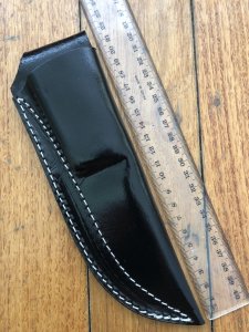 SOS Knife Sheath: LS6 Black Gloss Slip-In Molded Leather Knife Sheath - 5"- 5.5" Blade