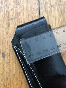 SOS Knife Sheath: LS6 Black Gloss Slip-In Molded Leather Knife Sheath - 5"- 5.5" Blade