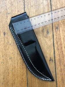 SOS Knife Sheath: LS6 Black Gloss Slip-In Molded Leather Knife Sheath - 5"- 5.5" Blade
