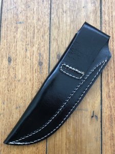 SOS Knife Sheath: LS6 Black Gloss Slip-In Molded Leather Knife Sheath - 5"- 5.5" Blade
