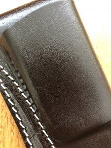 SOS Knife Sheath: LS6 Dark Brown Slip-In Molded Leather Knife Sheath - 5"- 5.5" Blade