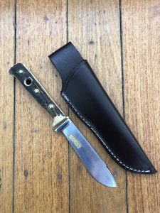 SOS Knife Sheath: LS1 Black Slip-In Leather Knife Sheath - 4"- 5" Blade