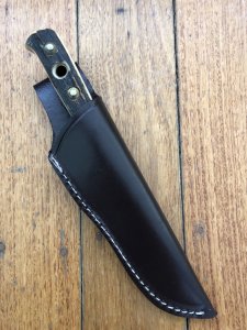 SOS Knife Sheath: LS6 Dark Brown Slip-In Molded Leather Knife Sheath - 5"- 5.5" Blade