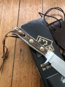 Puma Knife: Puma 2018 Model Bowie Handmade Knife with Stag Antler Handle & Lanyard