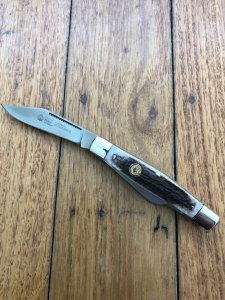 Puma Knife: Puma rare 'STOCK' 3 blade Fold back Knife with Stag Handle