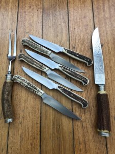 SOS Knife: 6 Piece Custom Made Rose Wood Handle Steak Knife set.