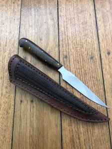 Handmade Steak/Skinning Knife with Rosewood Handle and Custom Sheath