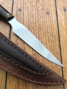 Handmade Steak/Skinning Knife with Rosewood Handle and Custom Sheath