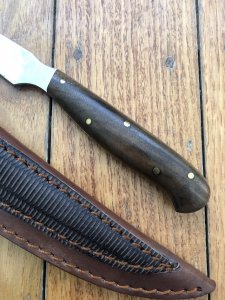 Handmade Steak/Skinning Knife with Rosewood Handle and Custom Sheath