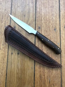 Handmade Steak/Skinning Knife with Rosewood Handle and Custom Sheath