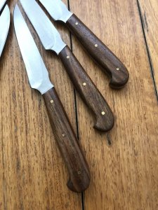 SOS Knife: 6 Piece Custom Made Rose Wood Handle Steak Knife set.