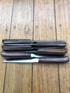 SOS Knife: 6 Piece Custom Made Rose Wood Handle Steak Knife set.