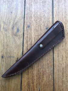 SOS Knife Sheath: LS2 Brown Slip-In Leather Knife Sheath - 4"- 5" Blade