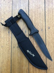 Buck Knife: Buck Nighthawk - Plain Edge Long Blade with Black Handle and Black Blade
