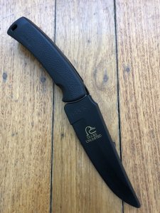 Buck Knife: Buck Ducks Unlimited Special Edition Mentor Fixed Blade Knife with Black Rubberised Handle & Black Sheath
