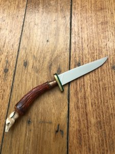 German 1950's Mini Knife with Game Scene & Carved Resin Handle