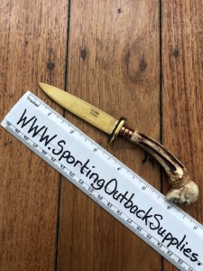 German 1950's Mini Knife with Stained Gold Blade & Carved Resin Handle