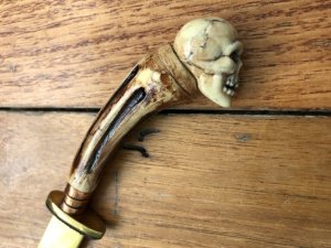 German 1950's Mini Knife with Stained Gold Blade & Carved Resin Handle
