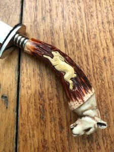 German 1950's Mini Knife with LATLO Branded Blade & Carved Resin Handle