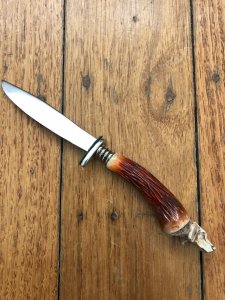 German 1950's Mini Knife with EICHENLAUB Branded Blade & Carved Resin Handle