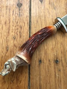 German 1950's Mini Knife with EICHENLAUB Branded Blade & Carved Resin Handle
