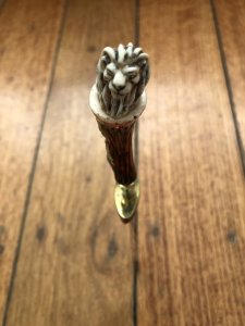 German 1950's Mini Knife with Coat of Arms Scene & Carved Resin Handle