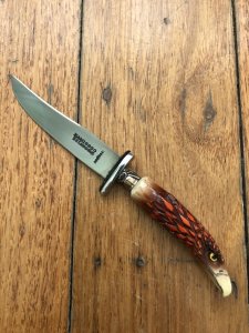 German 1950's Mini Knife with MAMICOSO Branded Blade & Carved Resin Handle