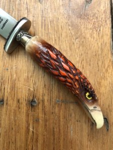 German 1950's Mini Knife with MAMICOSO Branded Blade & Carved Resin Handle