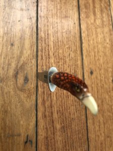 German 1950's Mini Knife with MAMICOSO Branded Blade & Carved Resin Handle