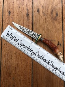 German 1950's Mini Knife with Game Scene & Carved Resin Handle