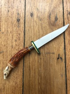 German 1950's Mini Knife with Game Scene & Carved Resin Handle