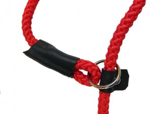 Dog Lead: Red with yellow fleck Deluxe Slip Lead, 16mm thick, 1m long