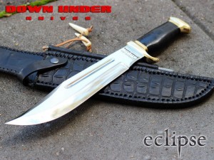 Down Under Knives: Down Under Special 1095 Steel Outback Eclipse Big Bowie Knife with Black Sheath